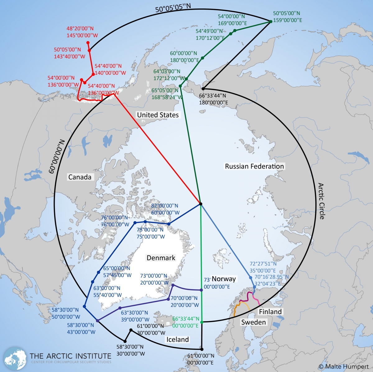 Arctic Search and Rescue Zones by Nations