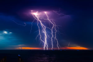 the mother of all sunset lightning storms at Denham Western Australia...