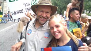 Dr. James Hanses with granddaughter Sophie in NYC Climate March 2014